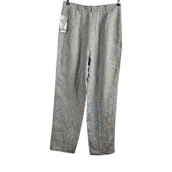 Austin Reed New 100% Linen High Waist Black And White Flat Front Chino Pants - Picture 7 of 10